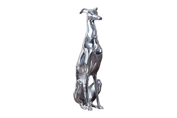 Alu Figur WINDHUND silber 70cm Hundeskulptur