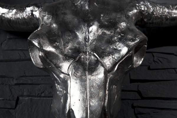 Dunord Longhorn Alu Skull Deko Schädel 63cm silber