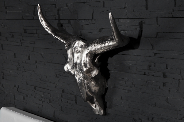 Dunord Longhorn Alu Skull Deko Schädel 63cm silber
