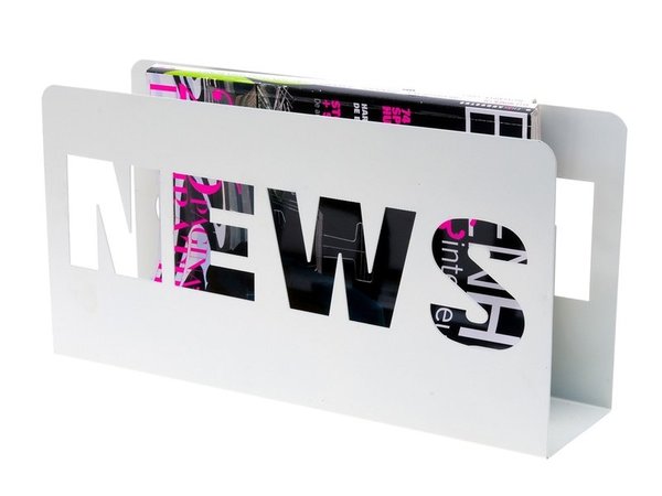 Design Zeitungsständer NEWS Metall weiss