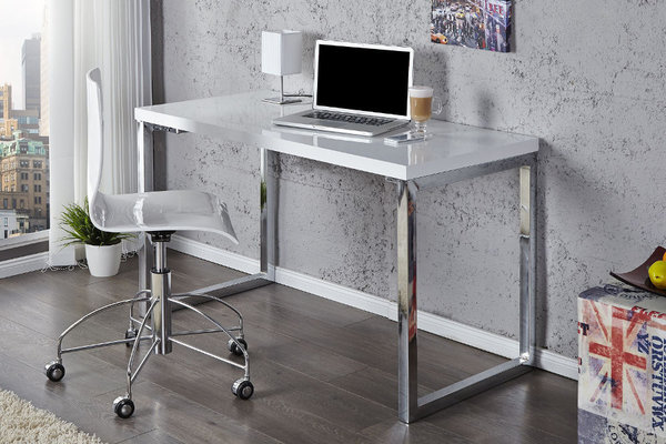 Design Schreibtisch FOKUS hochglanz weiss 120cm x 60cm