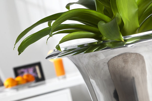 Design Vase Pflanzen Topf silber 60cm Alu