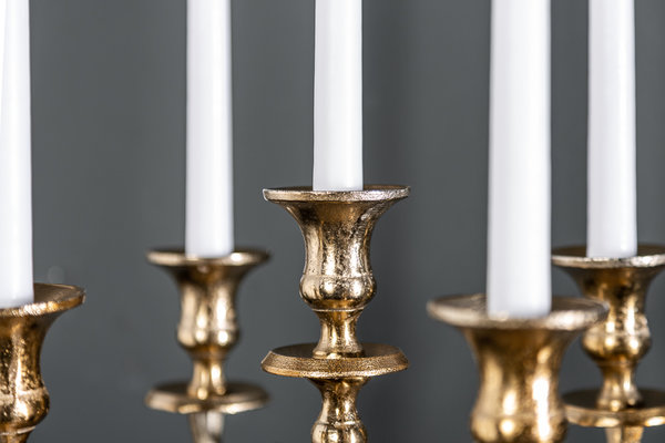 Kerzenständer 40cm Aluminium gold  5-armig antik Look