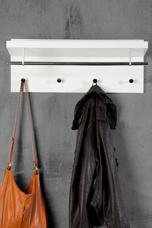 Design Garderobe weiß hochglanz 75cm mit Ablage