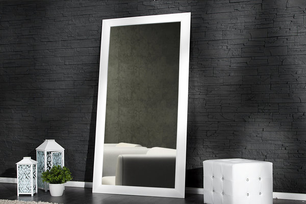 Design Wandspiegel weiß matt 180cm Holz Standspiegel
