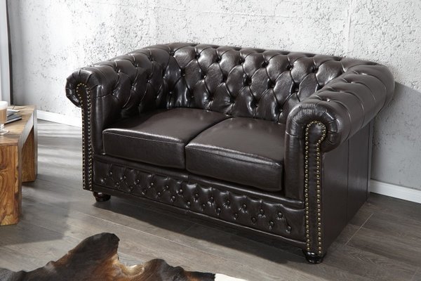 Design Couch CHESTERFIELD 2er dark coffee