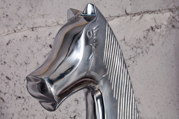 Design Figur Skulptur KNIGHT 60cm Schachfigur Aluminium poliert