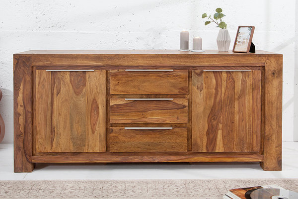 Design Sideboard natur Holz 175cm Sheesham Massivholz