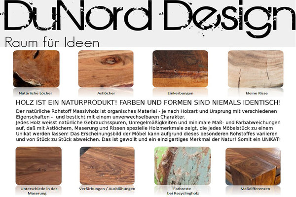 Highboard natur Holz 120cm Sheesham Massivholz