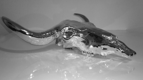 Dunord Longhorn Skull Deko Schädel 30cm silber