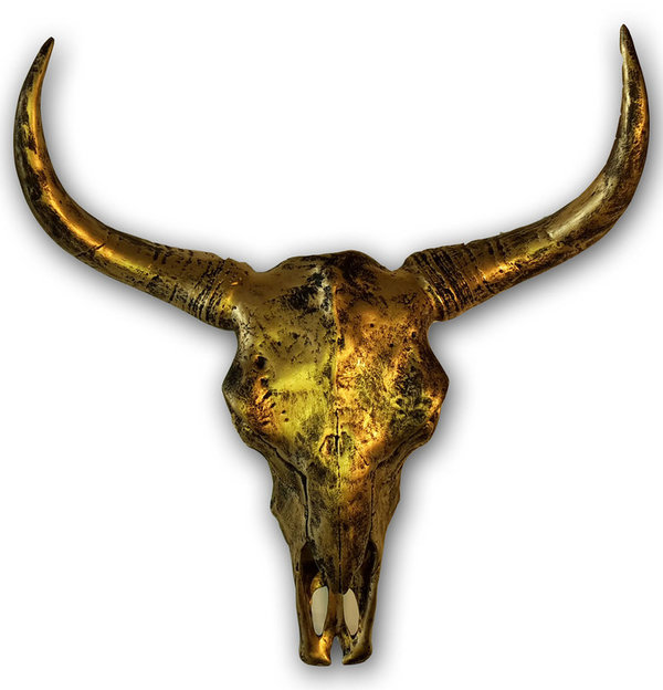 Dunord Figur Longhorn Skull Deko Schädel 69cm gold