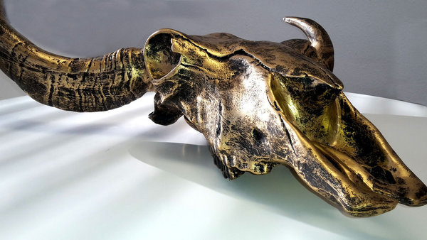 Dunord Figur Longhorn Skull Deko Schädel 69cm gold