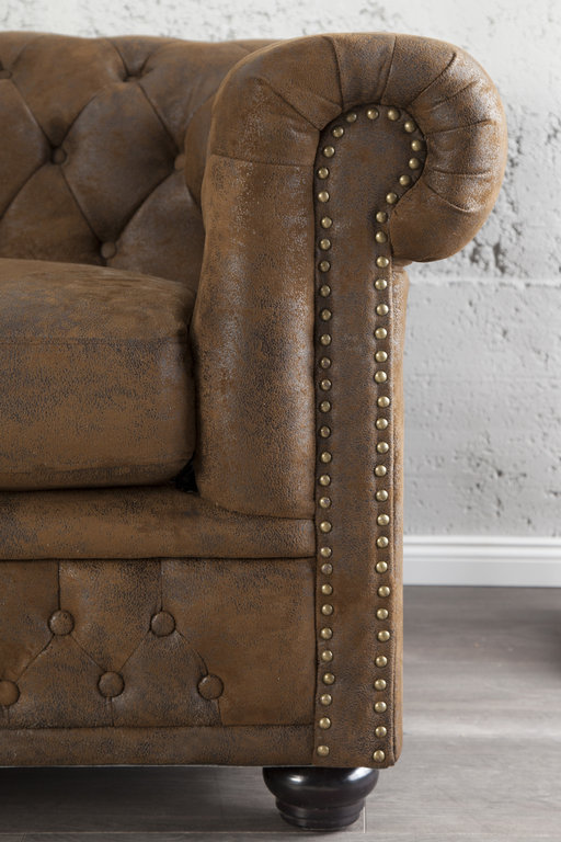 Design Couch braun antik look Mikrofaser 3er 205cm