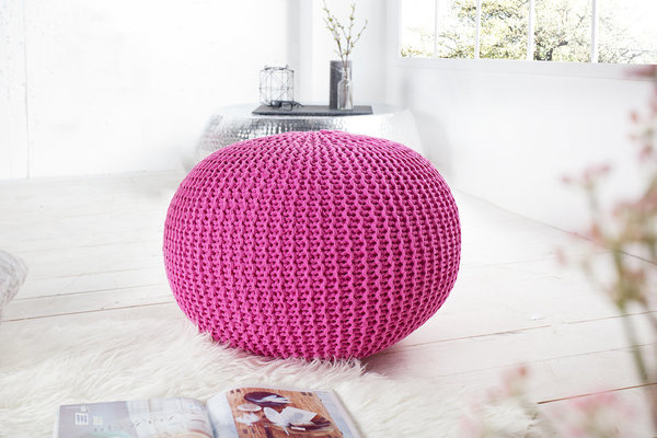 Sitzkissen Pouf 50cm pink Strick Baumwolle