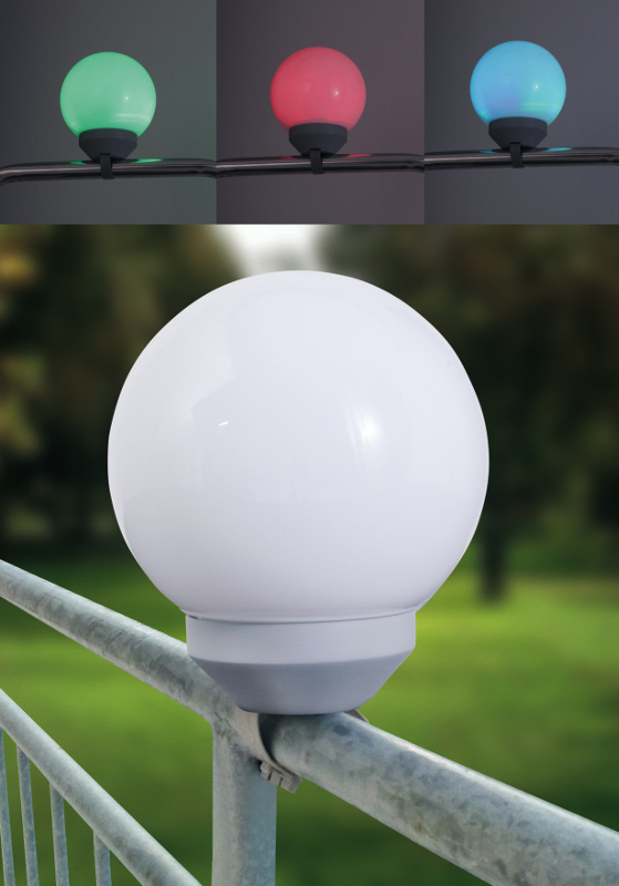 LED Solar Kugellampe BALL m Halteclip u Farbwechsel