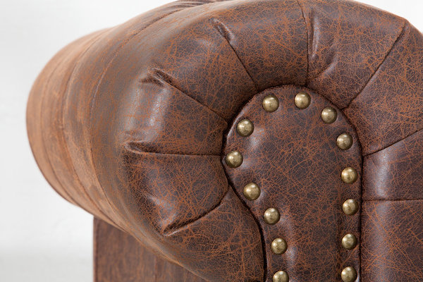 Design Couch 2er vintage braun versiegeltes Spaltleder