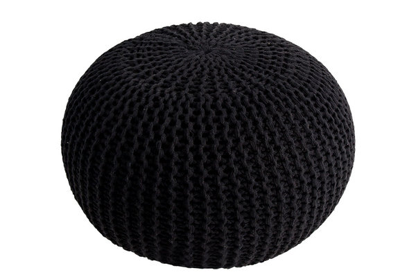 Sitzkissen Pouf 50cm schwarz Strick Baumwolle