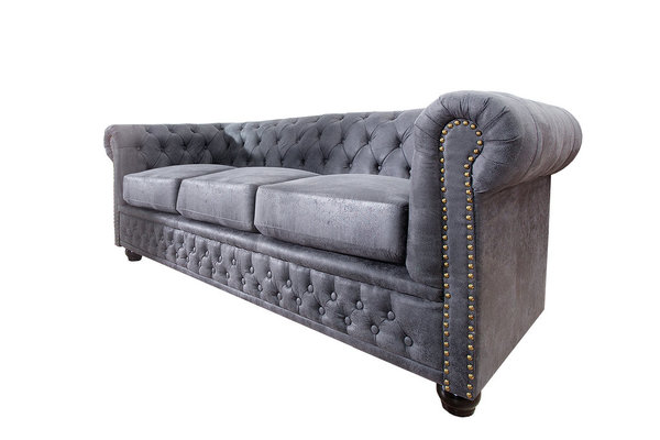 Design Couch 3er grau antik look Mikrofaser 200cm