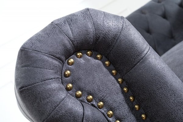 Design Couch 2er grau antik look Mikrofaser Massivholz