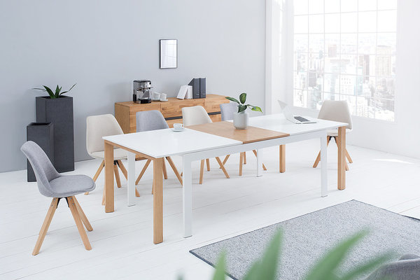 Esstisch Tisch 180-420cm verlängerbar weiß natur
