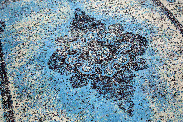 Design Teppich 240 x 160 cm blau antik Baumwolle