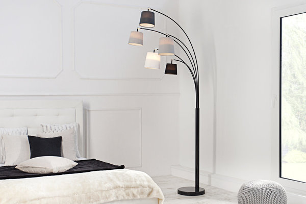 Design Stehlampe ALICANTE 200cm weiß schwarz grau