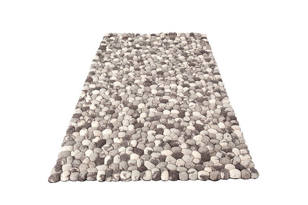 Design Teppich 200 x 120 cm grau Wolle Filz