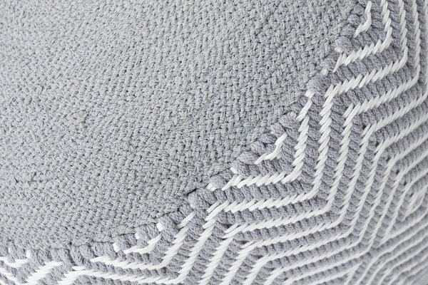 Sitzkissen Pouf Baumwolle 50cm gewebt grau weiß Strick