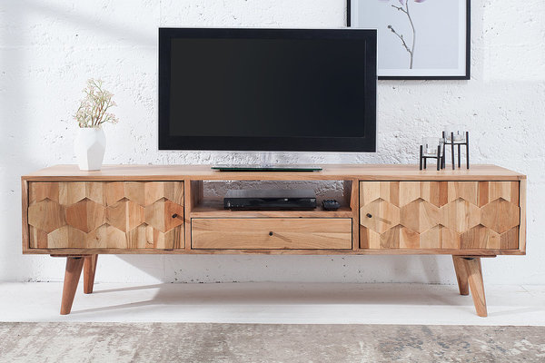 Design TV-Board natur 140cm Akazie Massivholz