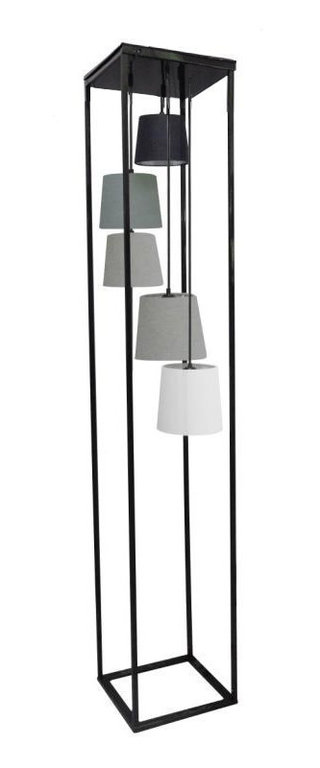 Stehlampe Leinen schwarz grau weiß 180cm Metall Lampe