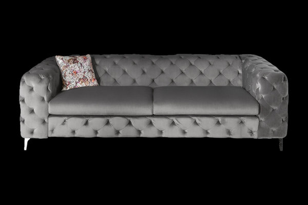 Sofa grau Samt 240cm Polstercouch Barock Design