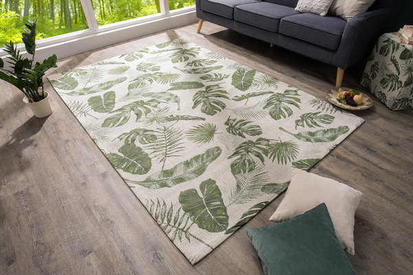Design Teppich 240 x 160 cm grün beige Baumwolle