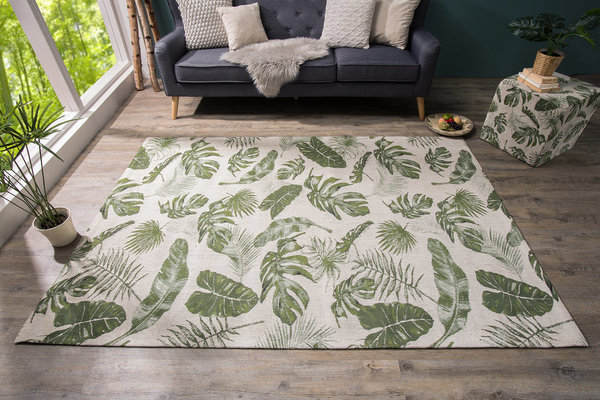 Design Teppich 240 x 160 cm grün beige Baumwolle