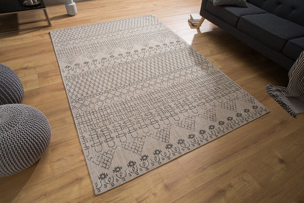 Design Teppich 240 x 160 cm beige schwarz Wolle