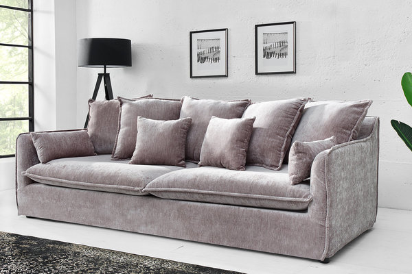 Sofa taupe Samt 210cm 3er Polstercouch