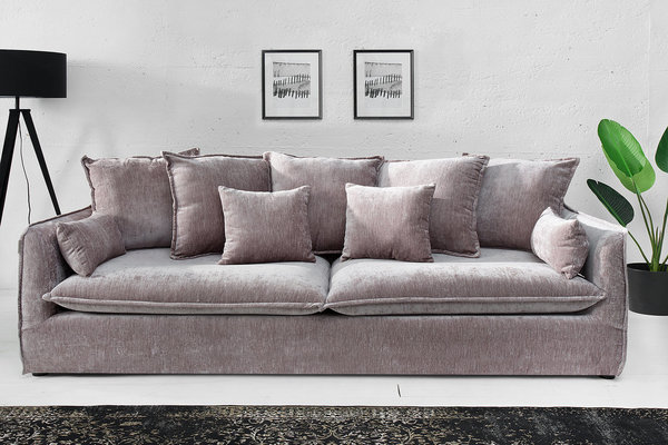 Sofa taupe Samt 210cm 3er Polstercouch