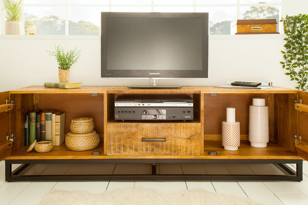 TV-Board Holz Mango massiv TV-Lowboard Sideboard 160cm