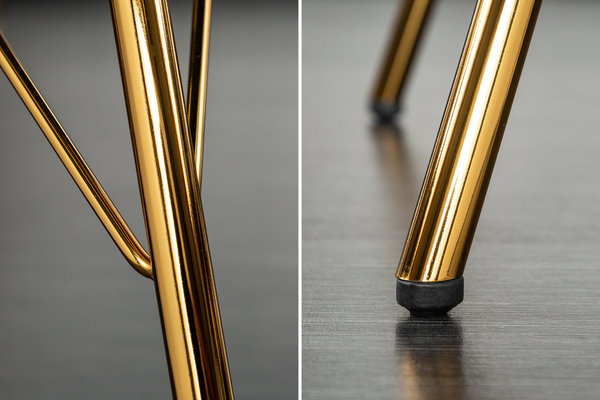 Esszimmerstuhl dunkelgrün Samt gold Metall Retro Design