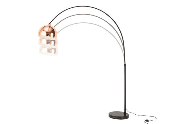 Bogenlampe roségold Metall schwarz Marmor 170-210cm
