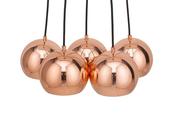 Design Hängelampe roségold Metall 5er Lampe