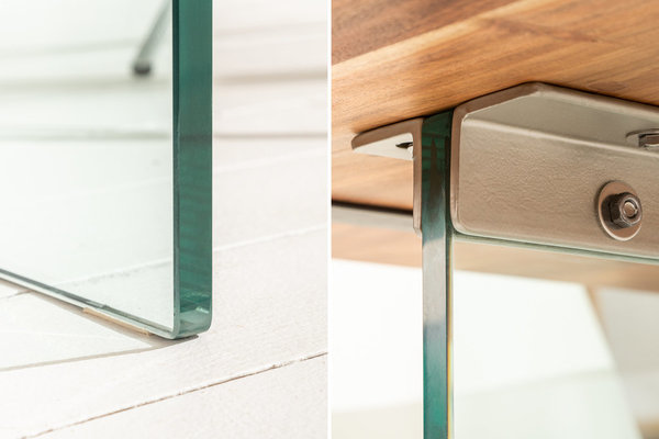 Esstisch natur 200cm Akazie Massivholz Glas modern Design