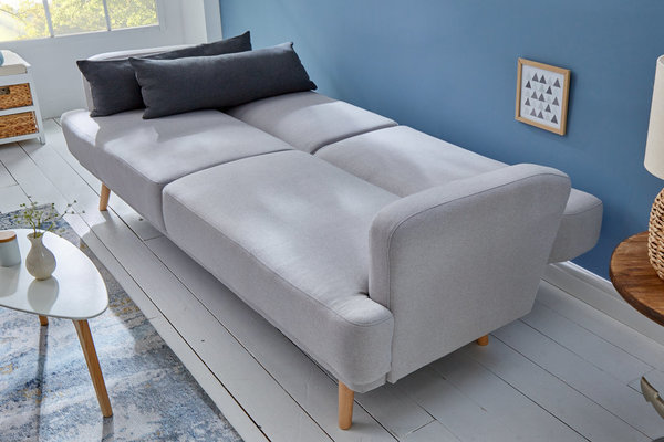 Sofa grau Strukturstoff 210cm mit Schlaffunktion