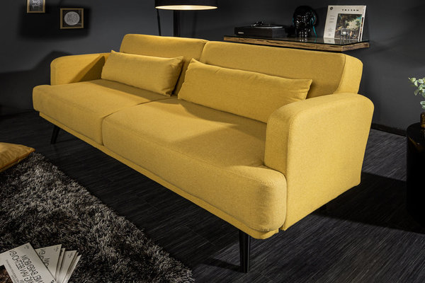 Sofa gelb Strukturstoff 210cm mit Schlaffunktion