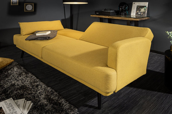 Sofa gelb Strukturstoff 210cm mit Schlaffunktion
