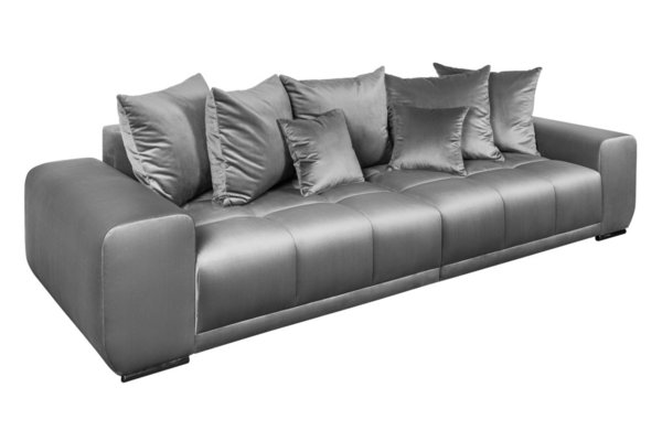 Sofa silbergrau Samt 280cm Polstercouch
