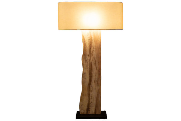 Stehlampe natur Walnuss Massivholz beige Leinen 147cm