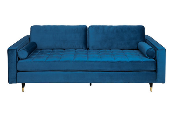 Sofa blau Samt Massivholz 225cm Polstercouch