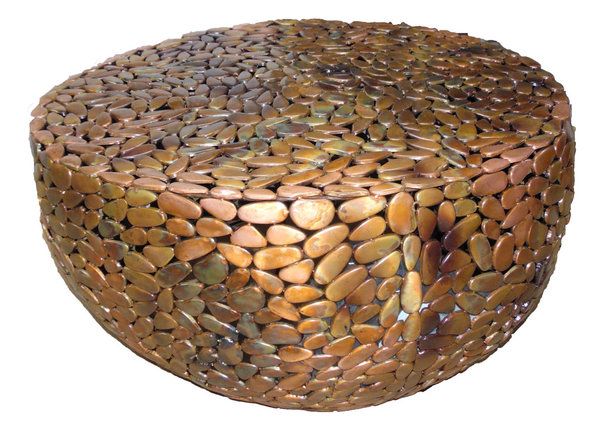 Couchtisch kupfer rund 82cm Metall Mosaik Design Tisch