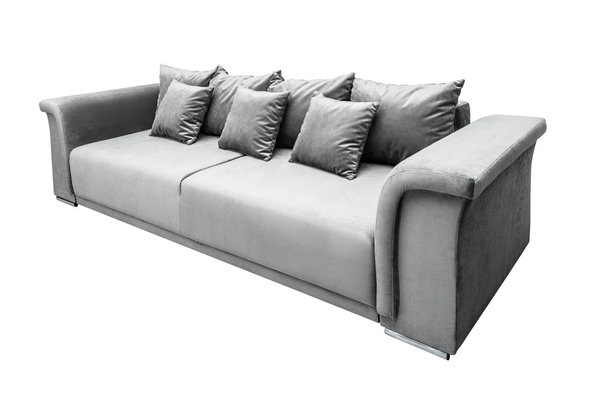 Sofa hellgrau Samt 270cm mit Schlaffunktion