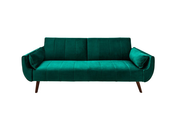 Schlafsofa grün Samt 215cm Retro Design Sofa